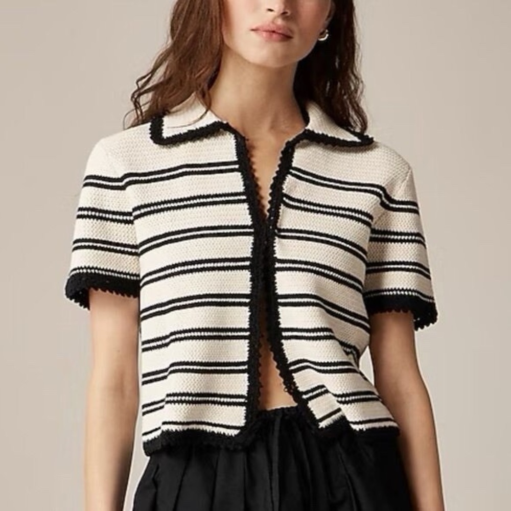 J. Crew Crochet short-sleeve cardigan in stripe
